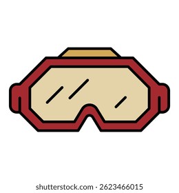 Icono de gafas de esquí. Esquí de contorno de gafas de Vector icono de color plano aislado en blanco