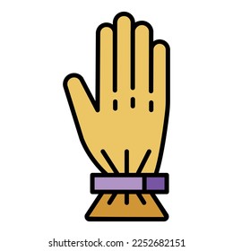Ski glove icon. Outline ski glove vector icon color flat isolated on white