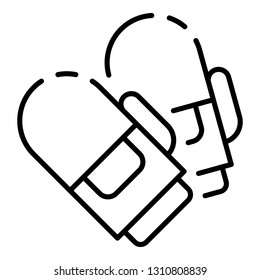 Ski gloves icon. Outline ski gloves vector icon for web design isolated on white background