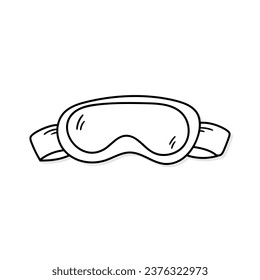 Ski goggle vector icon in doodle style. Symbol pigskin in simple design. Cartoon object hand drawn isolated on white background.