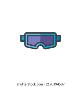 Ski goggles filled outline icon, line vector sign, linear colorful pictogram isolated on white. Symbol, logo illustration. Vector graphics