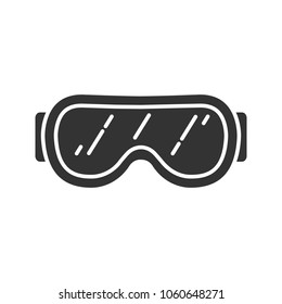 Ski goggles glyph icon. Snow glasses. Safety eyeglasses. Silhouette symbol. Negative space. Vector isolated illustration