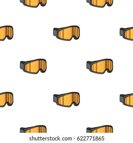 Ski goggles icon in cartoon style isolated on white background. Ski resort pattern stock vector illustration.