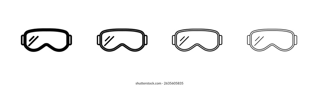 Ski goggles icon Outline sign symbol set
