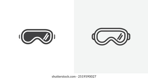 Ski goggles icon. solid filled and stroke thin line style eps 10