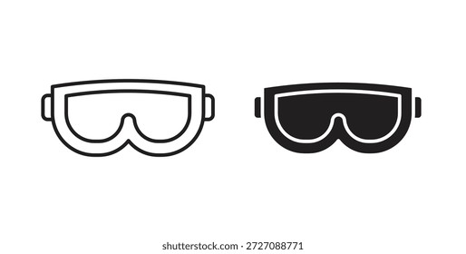 Ski goggles icons set. Simple line vector illustration