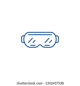 Ski goggles line icon concept. Ski goggles flat  vector symbol, sign, outline illustration.
