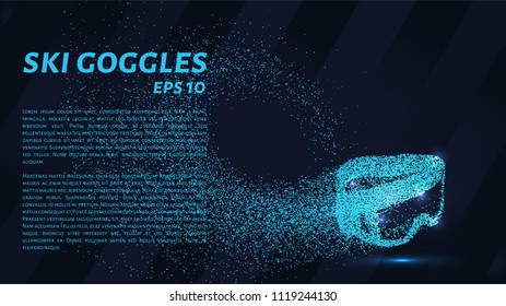 Ski goggles of the particles. Ski goggles are composed of circles and dots. Vector illustration.