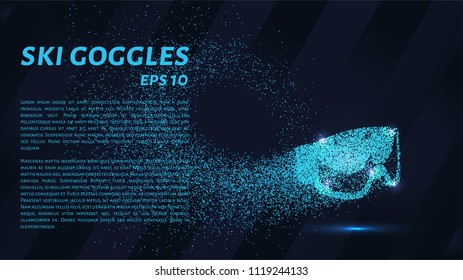 Ski goggles of the particles. Ski goggles are composed of circles and dots. Vector illustration.