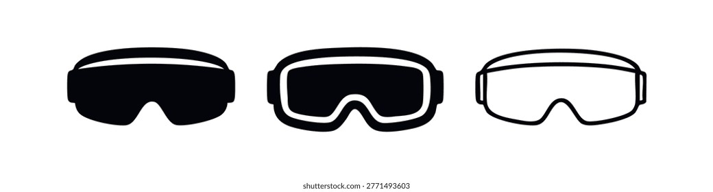 Ski Goggles and Snowboard Goggles Icon Set. Winter Sports Eyewear Vector Icons for Skiing and Snowboarding Protection.