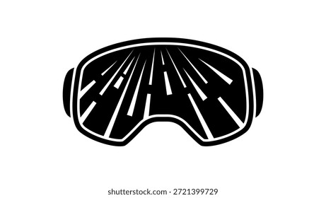 ski goggles symbol, black isolated silhouette