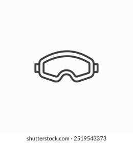 Ski goggles thin liner icon isolated