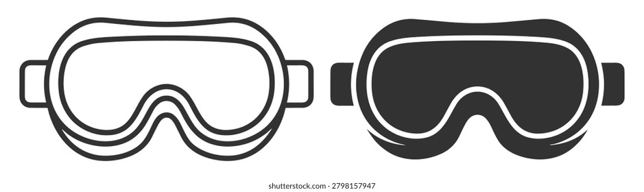 ski goggles vector icons in line and solid style on transparent background