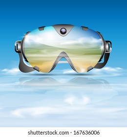 Ski goggles, vector illustration for your design, eps10, 2 layers.
