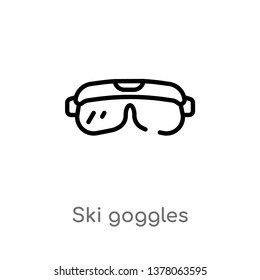 ski goggles vector line icon. Simple element illustration. ski goggles outline icon from security concept. Can be used for web and mobile