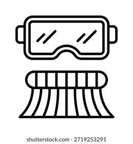 Gafas de esquí Ilustración vectorial de engranaje de invierno, icono de estilo de línea