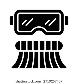 Gafas de esquí Ilustración vectorial de engranaje de invierno, icono de estilo sólido