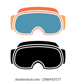 ski google eye protector icon, simple flat style, illustration, logo sign symbol pictogram template, for ui or ux isolated on white for mobile app, editable