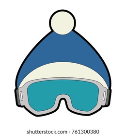 ski googles and hat