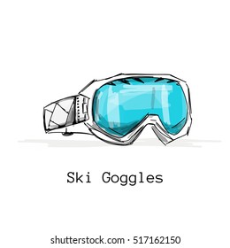 Ski googles, sketch for your design. Vector illustration