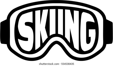 Ski googles with skiing word