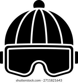Ski Hat and Goggles Icon for Winter Sports