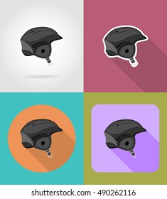 ski helmet flat icons vector illustration isolated on background