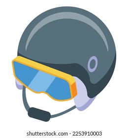 Icono de casco de esquí vector isométrico. Salto de invierno. Diseño de puentes