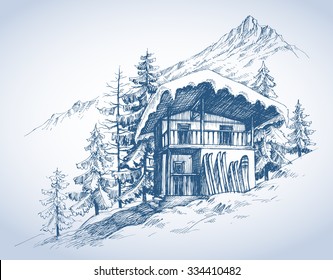 Ski Hut In Mountains Resort