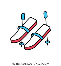 Icono de esquí limpio y Ilustración vectorial moderna