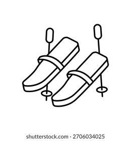 Icono de esquí limpio y Ilustración vectorial moderna