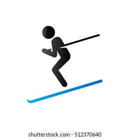 Ski icon in duo tone color. Winter sport, mountain 