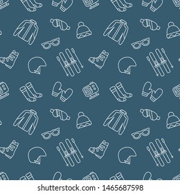 Ski icon equipment kit clothes vector illustration seamless pattern 
