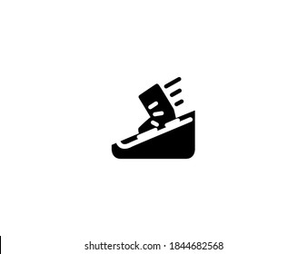 Ski and Ski Boot vector icon. Isolated ski illustration
