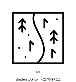 ski icon. Line Art Style Design Isolated On White Background
