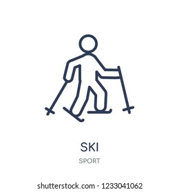 Ski icon. Ski linear symbol design from sport collection. Simple outline element vector illustration on white background