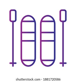 Ski icon. outline sport icons. gradient colors. suitable for use in applications, websites, social media, catalogue, brochures, etc. vector icon.