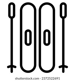 ski icon with outline style and pixel perfect base. Suitable for website design, logo, app and UI. Based on the size of the icon in general, so it can be reduced.
