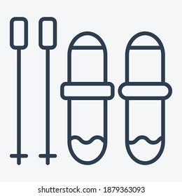 Ski icon. set of outline sport icons.. suitable for use in applications, websites, social media, catalogue, brochures, etc. vector icon.