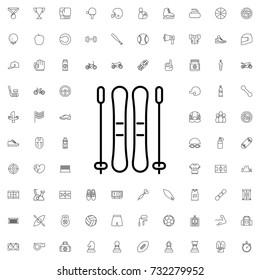 Ski Icon. Set Of Outline Sport Icons.