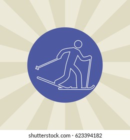 ski icon. sign design. gradient background