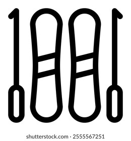 Ski icon with simple and line style
