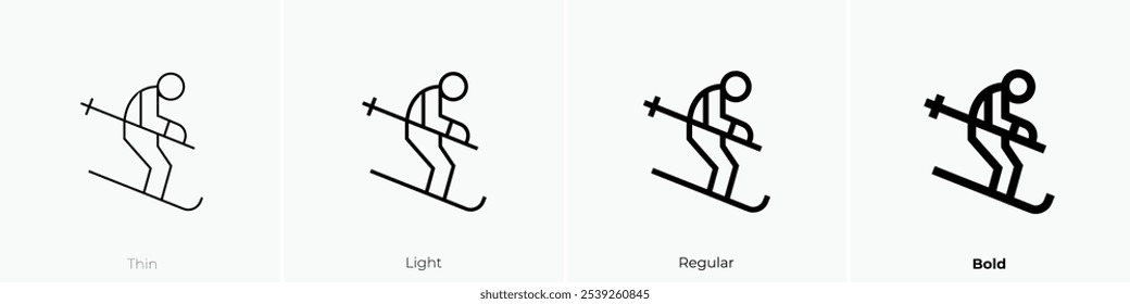 ski icon. Thin, Light Regular And Bold style design isolated on white background