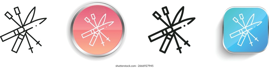 ski icon. Thin Linear, Regular and Button Style Design Isolated On White Background
