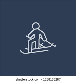 Ski icon. Trendy flat vector line Ski icon on dark blue background from sport collection. 