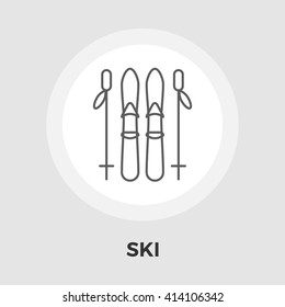 Ski icon vector. Flat icon isolated on the white background. Editable EPS file. Vector illustration.