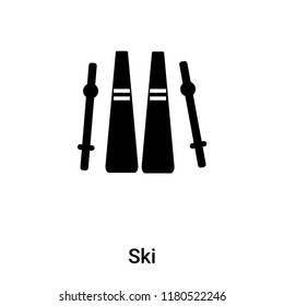 Ski icon vector isolated on white background, logo concept of Ski sign on transparent background, filled black symbol