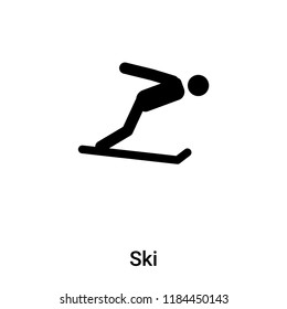 Ski icon vector isolated on white background, logo concept of Ski sign on transparent background, filled black symbol