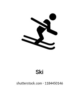 Ski Icon Vector Isolated On White Background, Logo Concept Of Ski Sign On Transparent Background, Filled Black Symbol