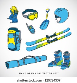 Ski icons vector set